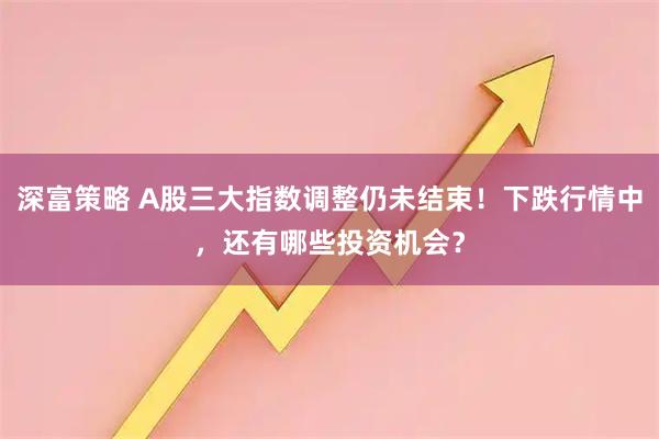 深富策略 A股三大指数调整仍未结束！下跌行情中，还有哪些投资机会？
