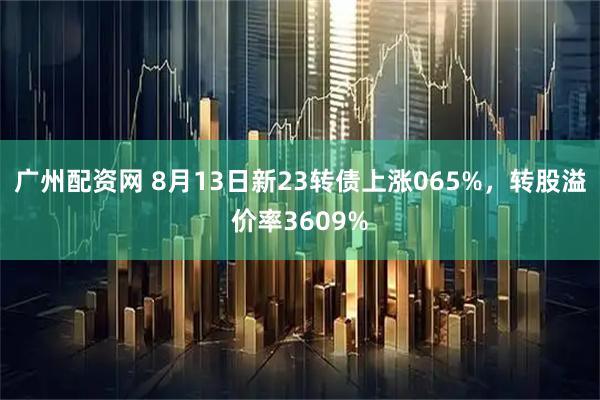 广州配资网 8月13日新23转债上涨065%，转股溢价率3609%