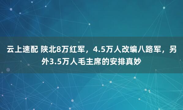 云上速配 陕北8万红军，4.5万人改编八路军，另外3.5万人毛主席的安排真妙